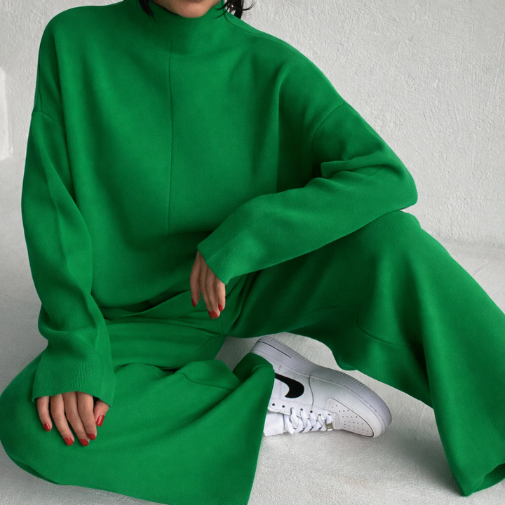 Women Knit Wide Leg Loungewear Set