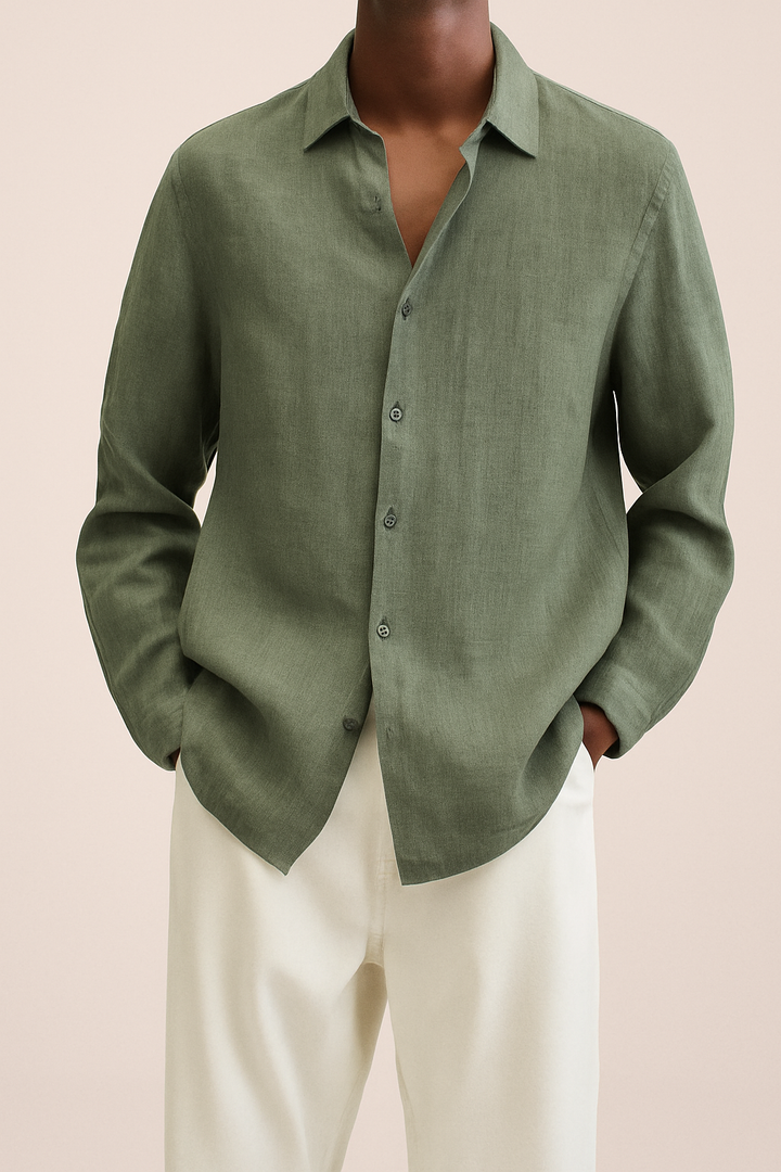 Men's Cotton Long Sleeve Shirt Summer Casual Breathable Top