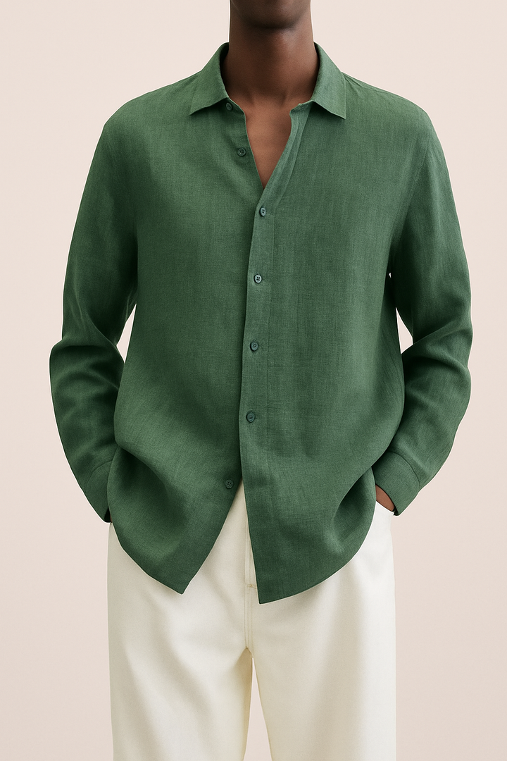 Men's Cotton Long Sleeve Shirt Summer Casual Breathable Top