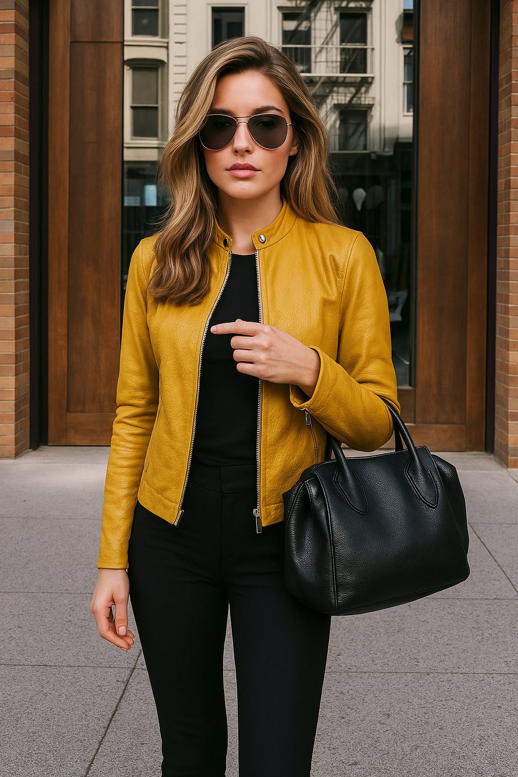 Women's Slim Fit Leather Biker Jacket Leather Outerwear