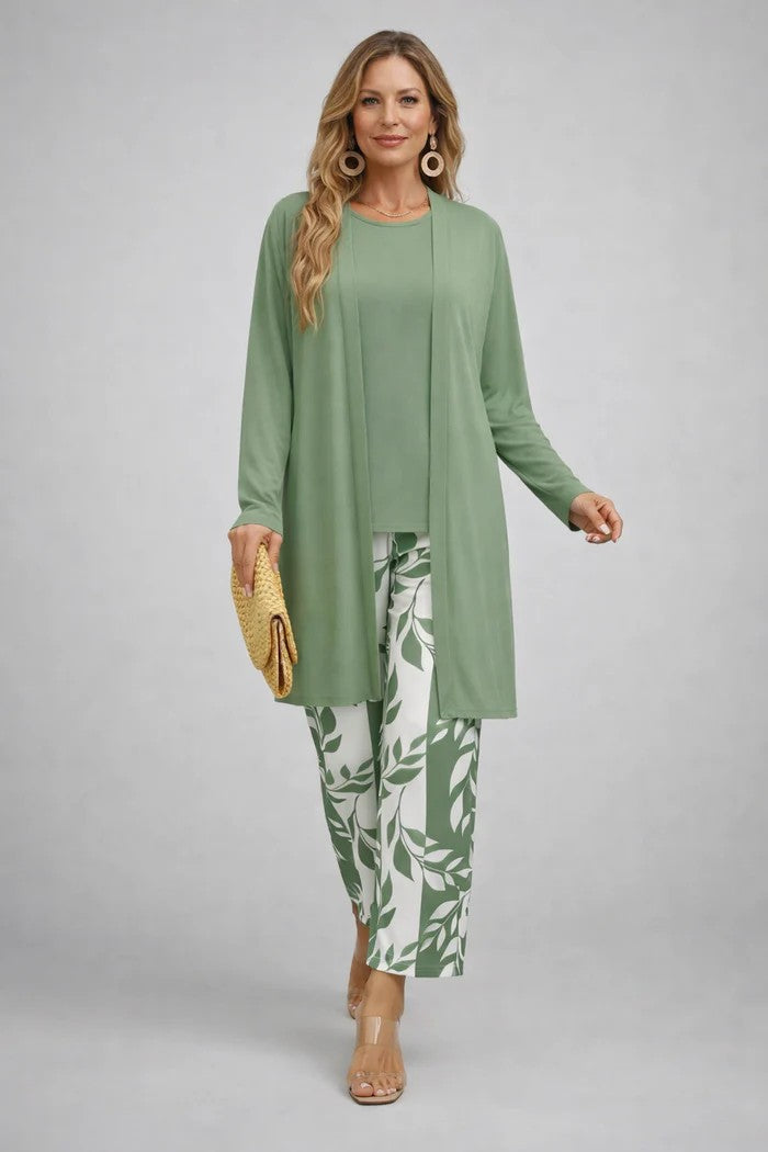 Women’s Linen Blend Cardigan & Wide-Leg Trouser Set