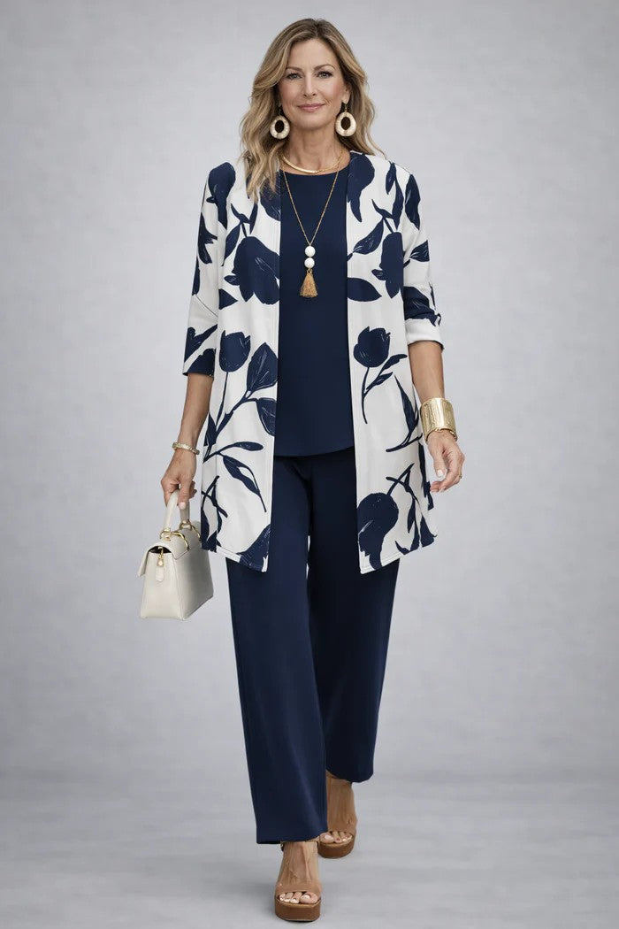 Women’s Linen Blend Cardigan & Wide-Leg Trouser Set