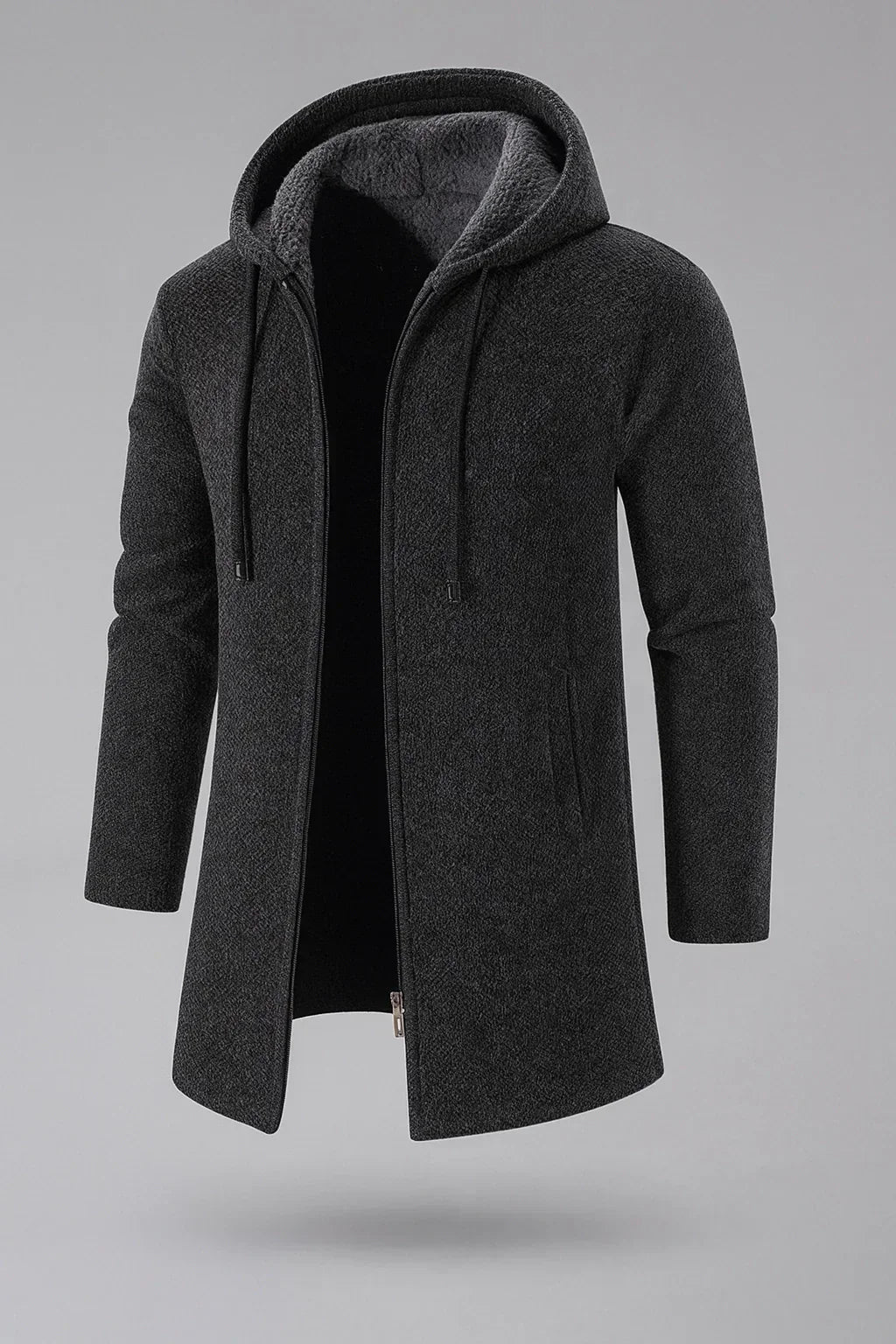 Men's Fleece Hooded Coat Longline Hoodie Jacket