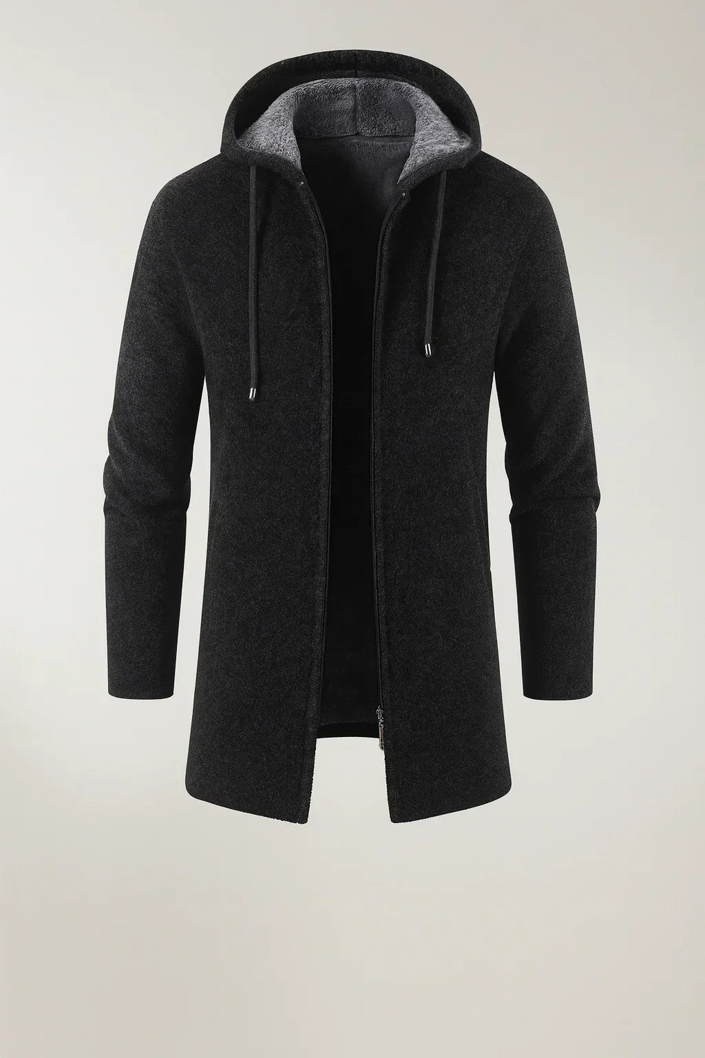 Men's Fleece Hooded Coat Longline Hoodie Jacket