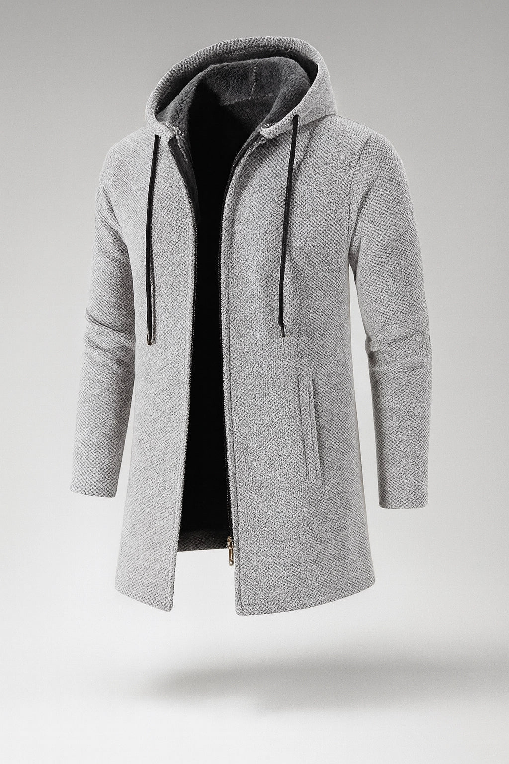 Men's Fleece Hooded Coat Longline Hoodie Jacket