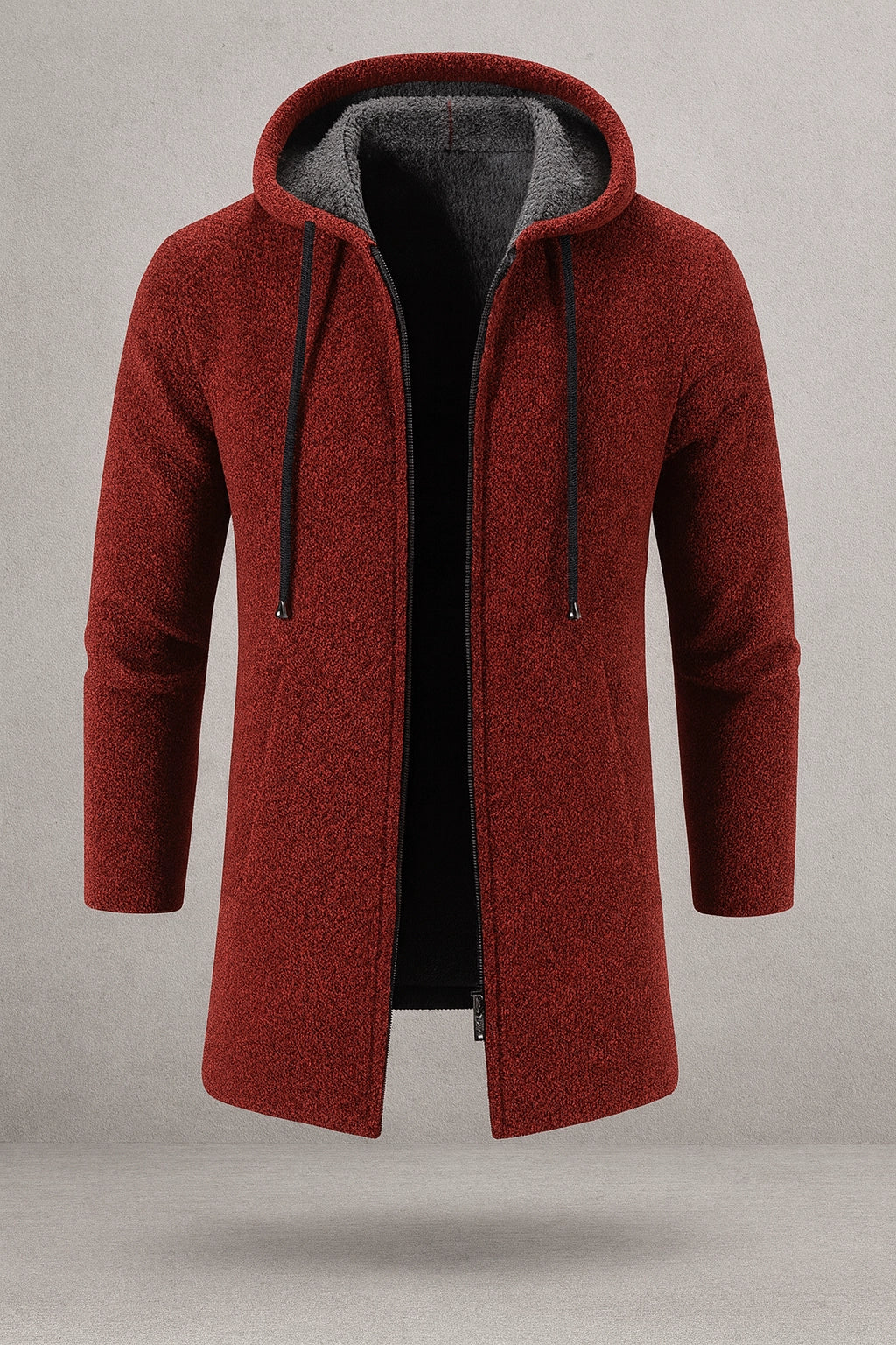 Men's Fleece Hooded Coat Longline Hoodie Jacket
