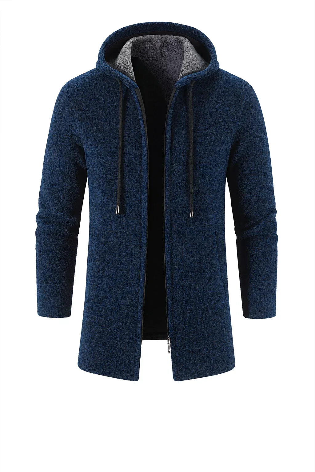 Men's Fleece Hooded Coat Longline Hoodie Jacket