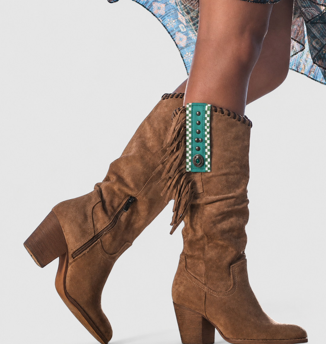 Women's Leather Cowboy Western Knee High Boots