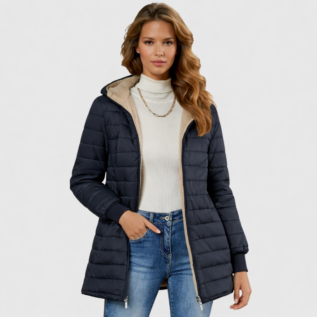 Women's Puffer Jacket Fleece Lined Quilted Coat
