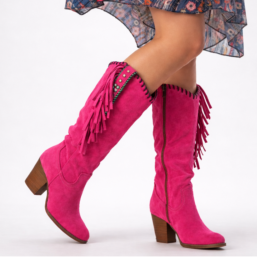 Women's Leather Cowboy Western Knee High Boots