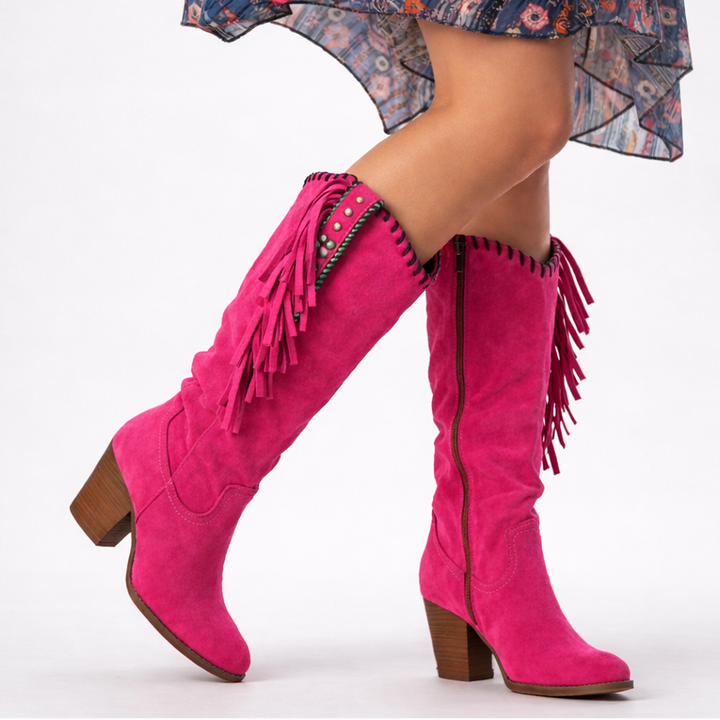 Women's Leather Cowboy Western Knee High Boots