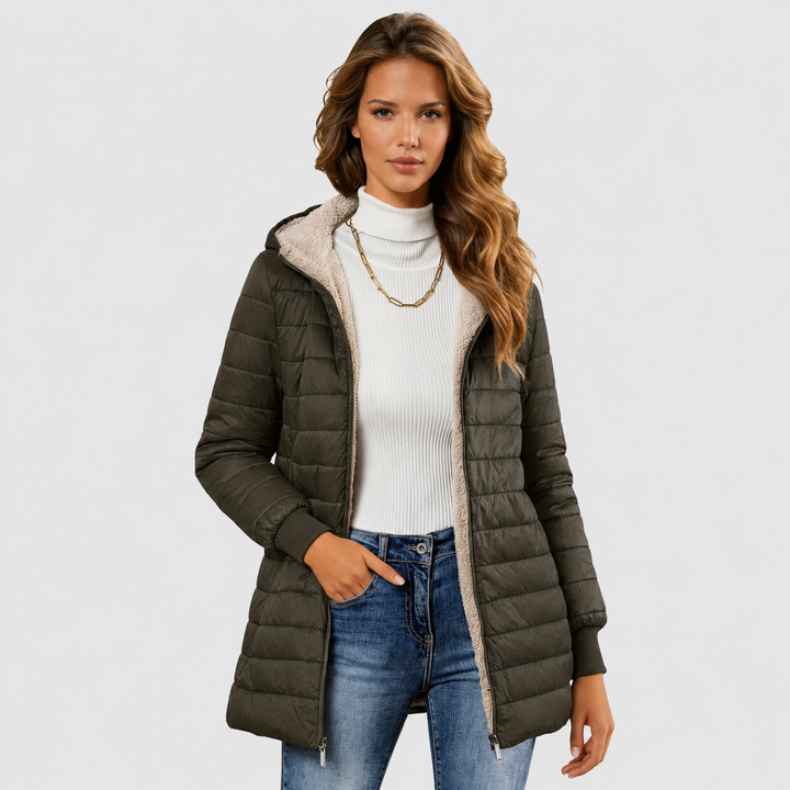 Women's Puffer Jacket Fleece Lined Quilted Coat