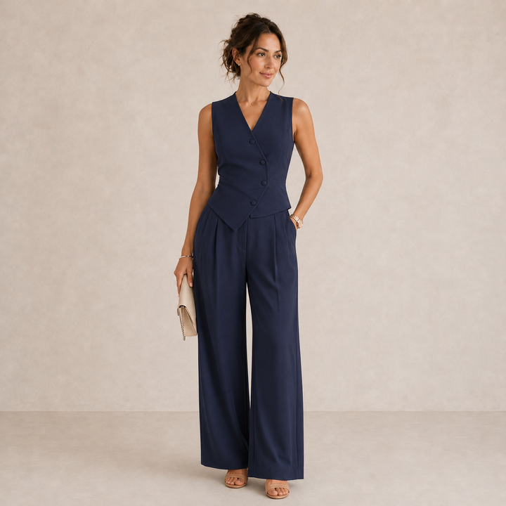 Women's Linen Wide Leg Sleeveless V Neck Jumpsuit
