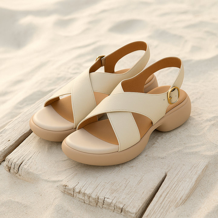 Sandales plates à brides en cuir pour femmes