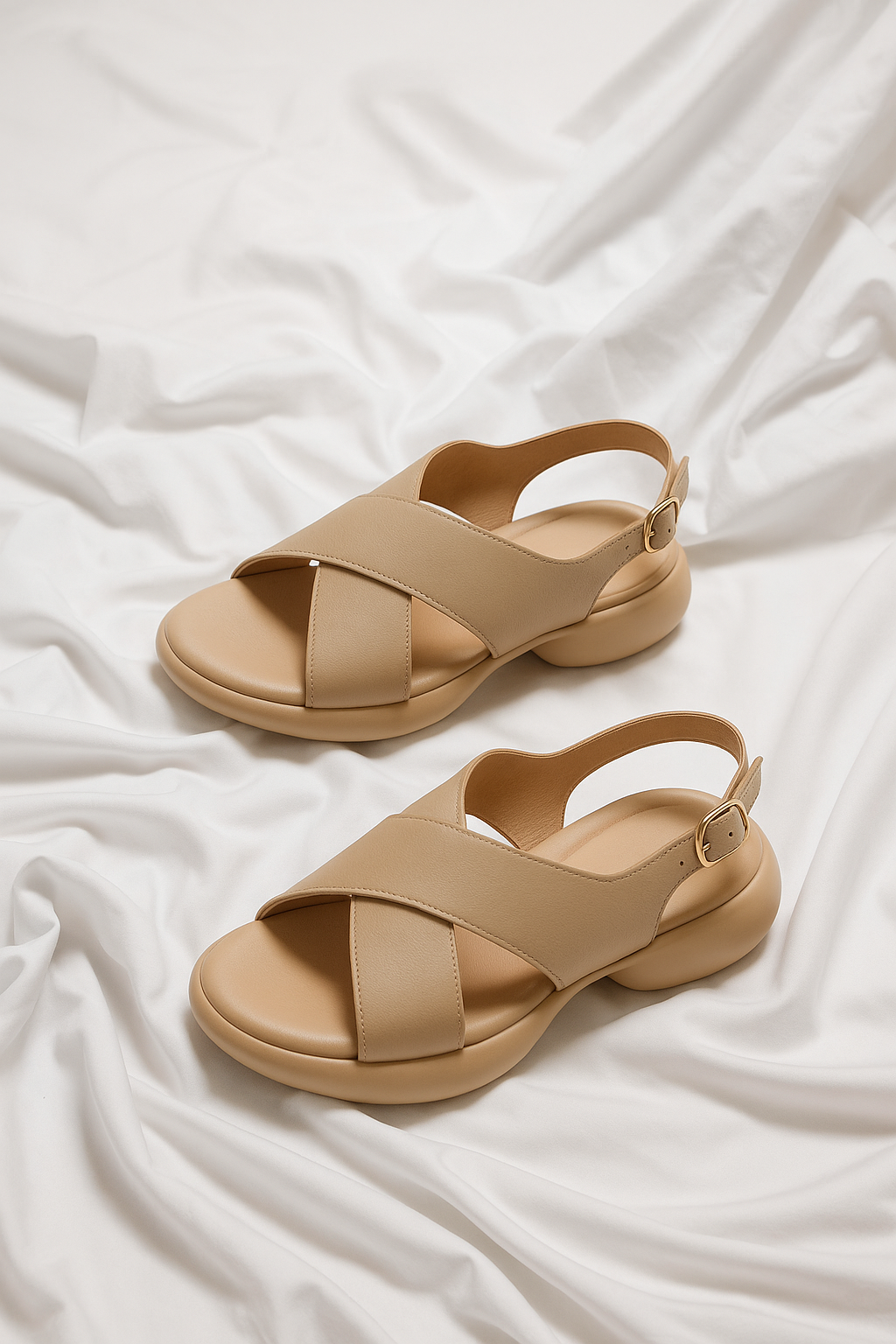 Sandales plates à brides en cuir pour femmes