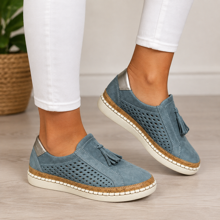 Women's Faux Suede Platform Loafers Slip On Tassel Shoes