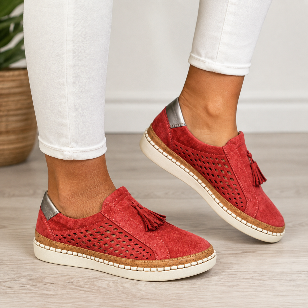 Women's Faux Suede Platform Loafers Slip On Tassel Shoes
