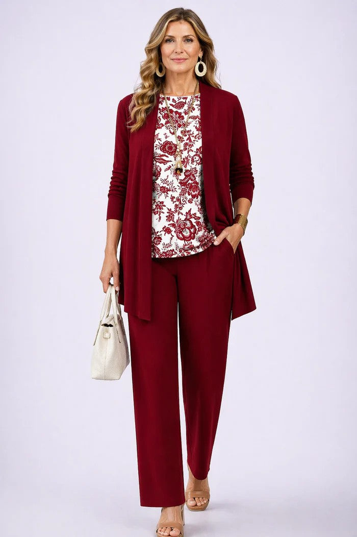 Women’s Linen Blend Cardigan & Wide-Leg Trouser Set