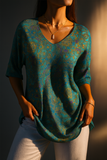 Women's Knit Blend V Neck Tunic Blouse