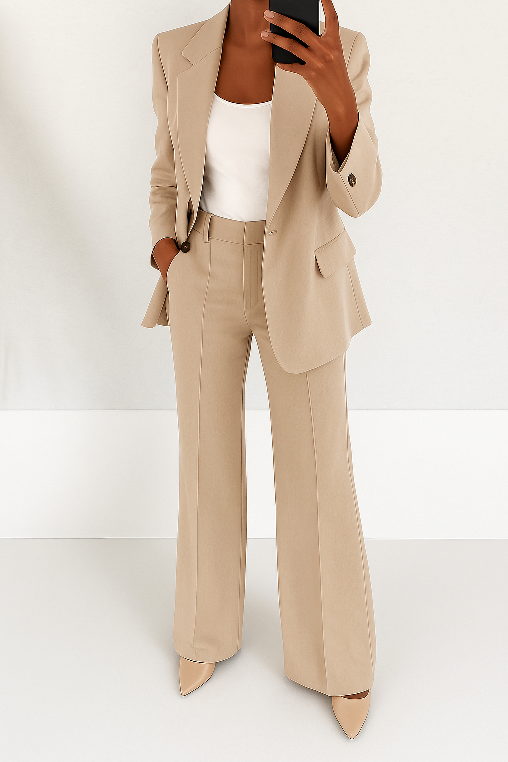 Women's Linen Tailored Two-Piece Suit Set