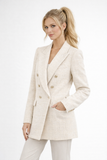 Women's Wool Mix Double Breasted Blazer Tailored Jacket