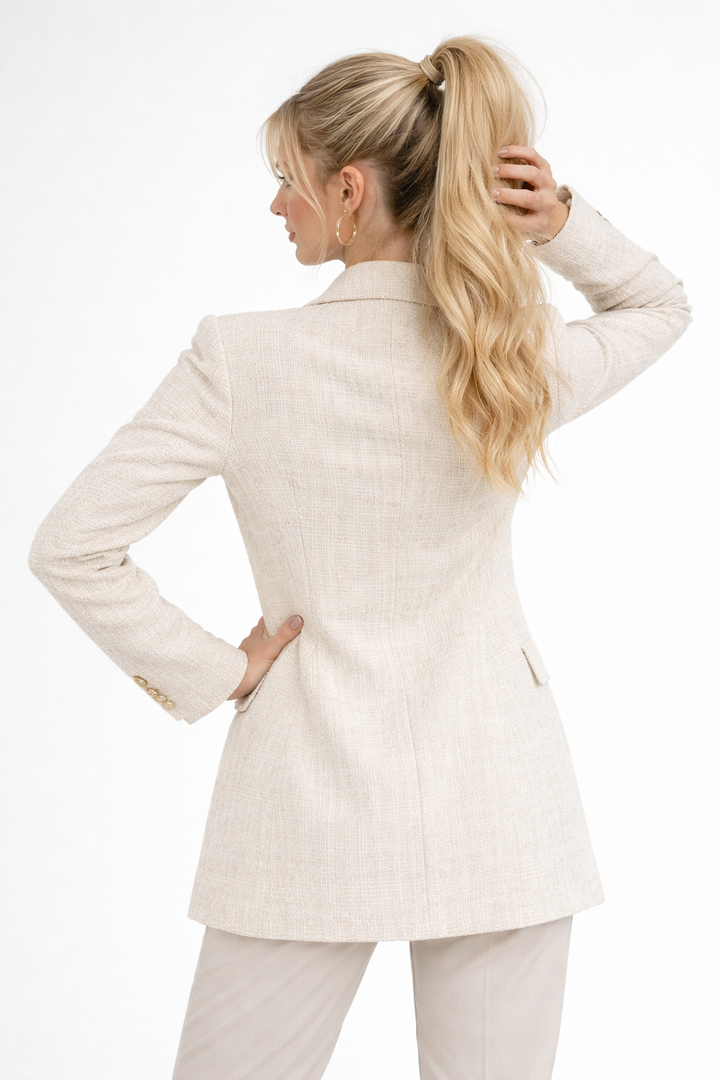 Women's Wool Mix Double Breasted Blazer Tailored Jacket