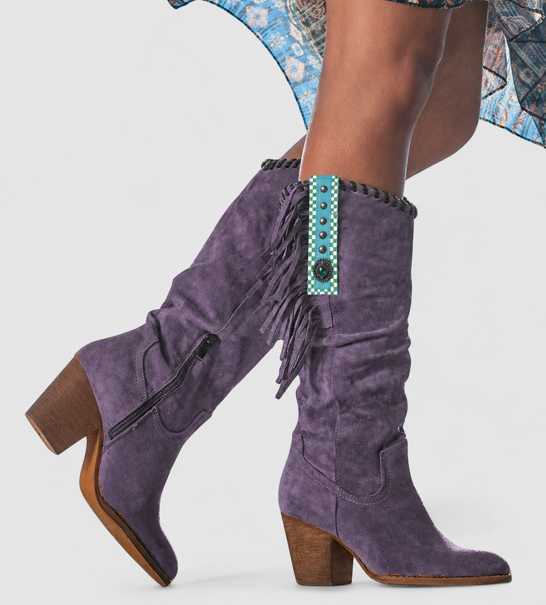 Women's Leather Cowboy Western Knee High Boots