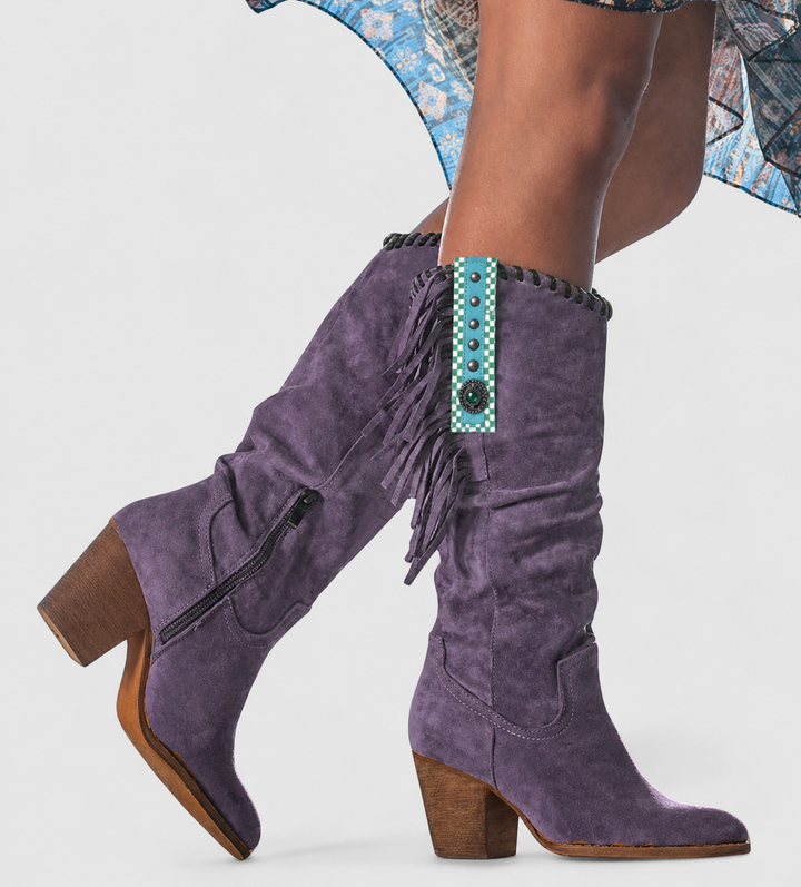 Women's Leather Cowboy Western Knee High Boots