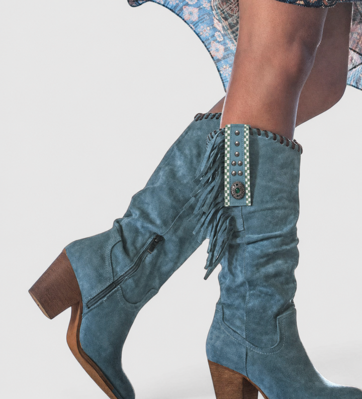 Women's Leather Cowboy Western Knee High Boots