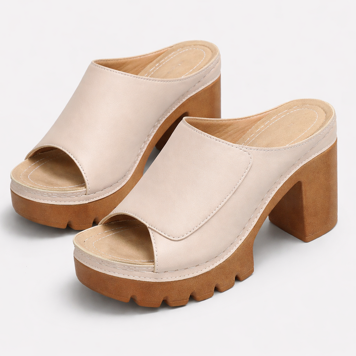 Women's Leather Platform Mule Sandals