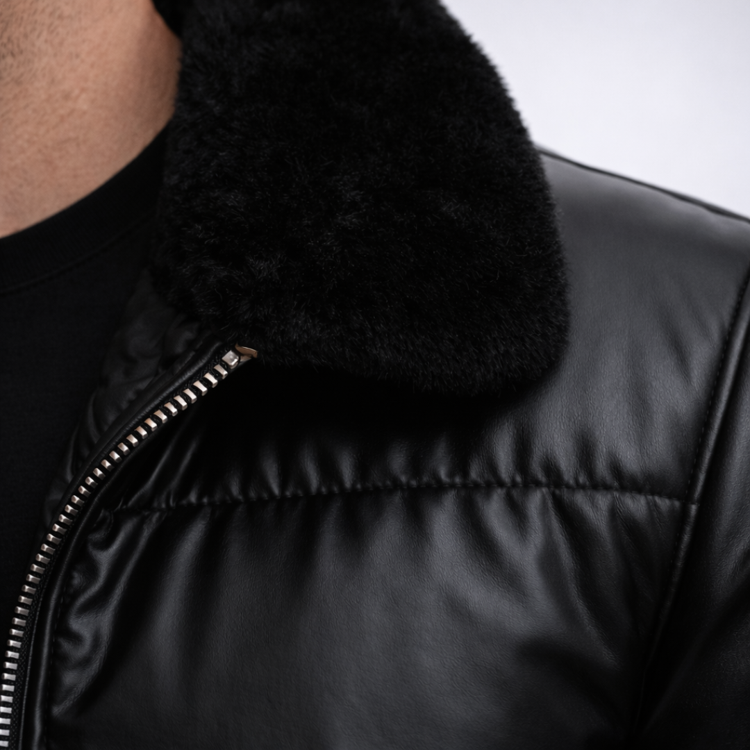 Men’s Leather Insulated Puffer Jacket