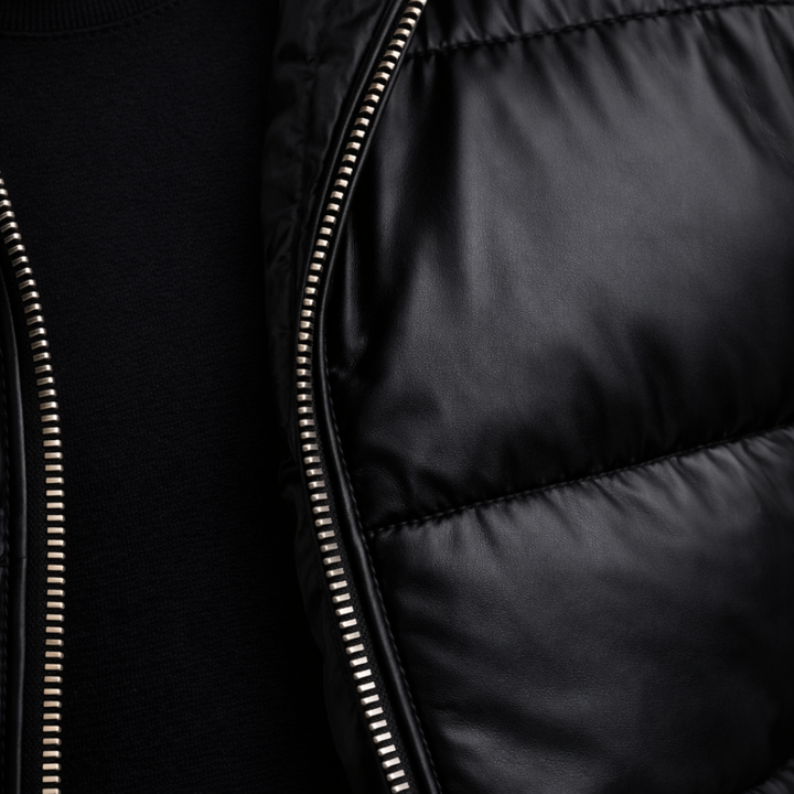Men’s Leather Insulated Puffer Jacket