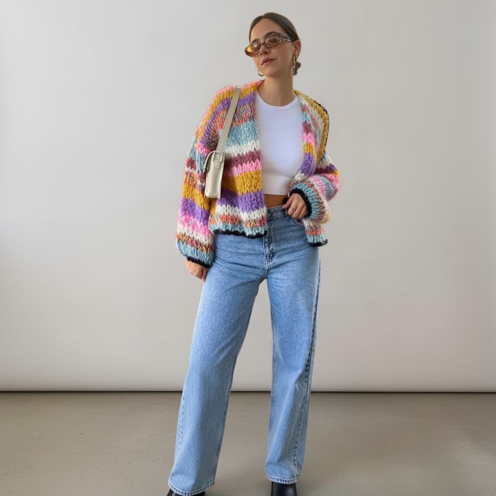 Women's Wool Chunky Knit Cardigan Oversized Sweater Jacket