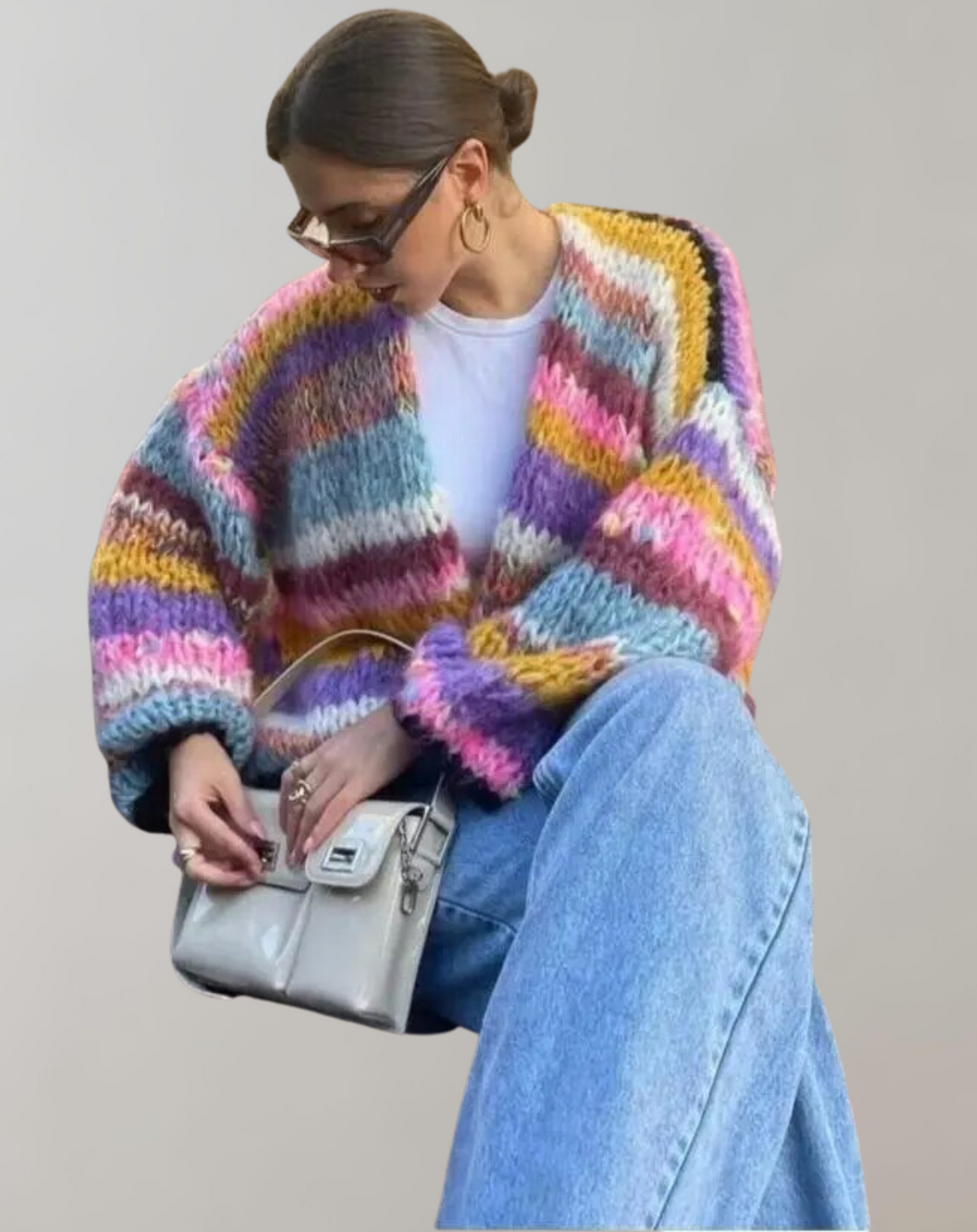 Women's Wool Chunky Knit Cardigan Oversized Sweater Jacket