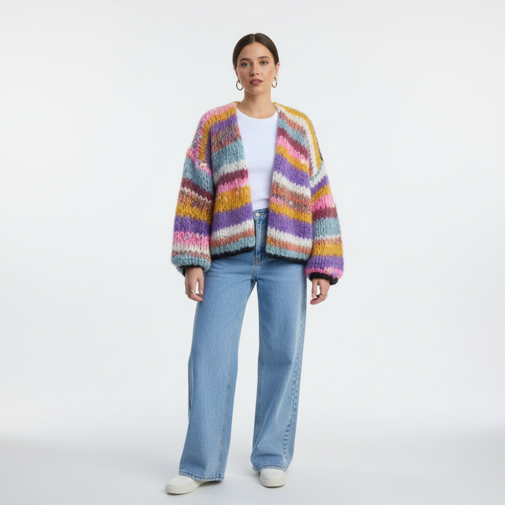 Women's Wool Chunky Knit Cardigan Oversized Sweater Jacket