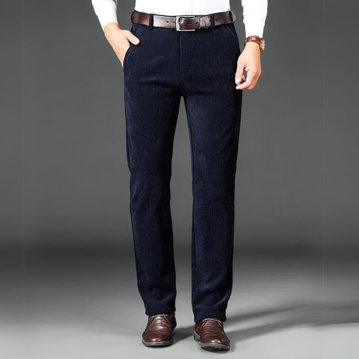Men's Fleece Corduroy Trousers Straight Leg Pants