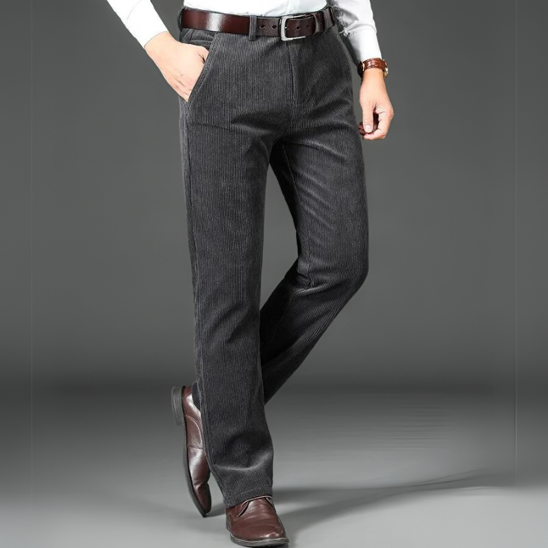 Men's Fleece Corduroy Trousers Straight Leg Pants