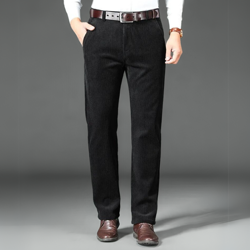 Men's Fleece Corduroy Trousers Straight Leg Pants
