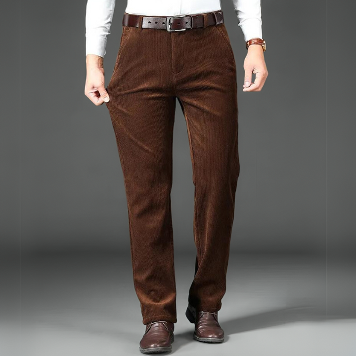 Men's Fleece Corduroy Trousers Straight Leg Pants