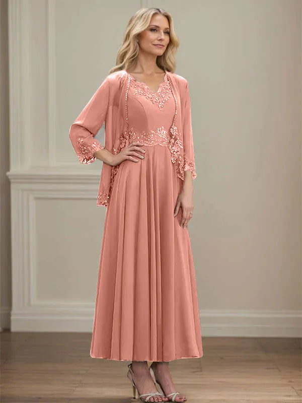 Women's Chiffon Evening Dress with Jacket