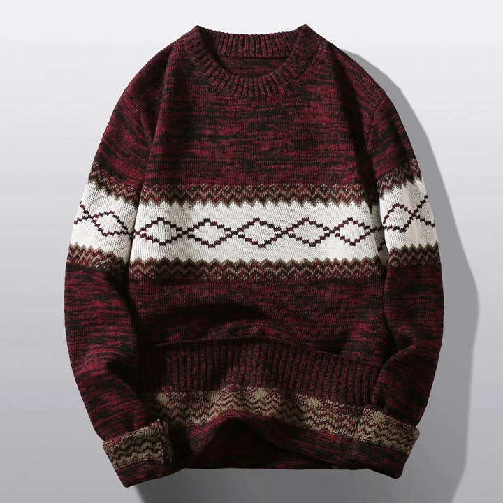 Men's Merino Wool Geometric Knit Sweater
