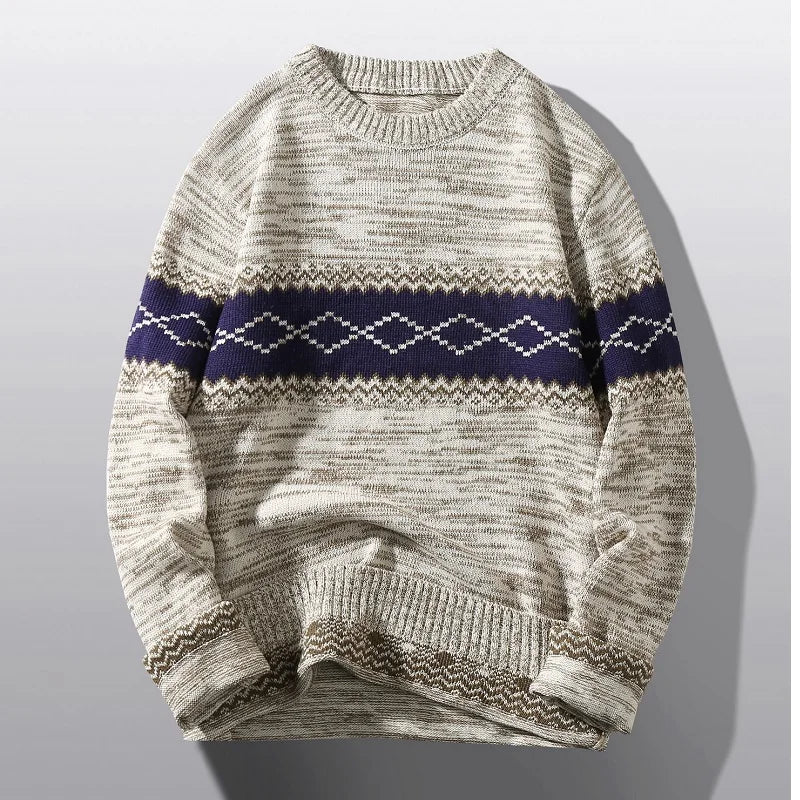Men's Merino Wool Geometric Knit Sweater