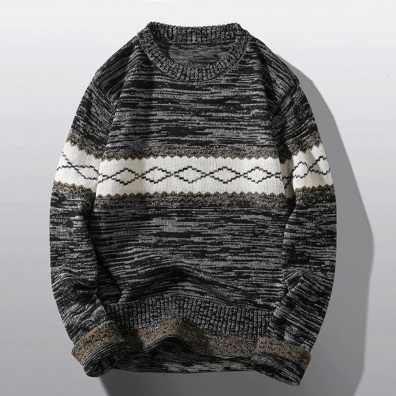 Men's Merino Wool Geometric Knit Sweater