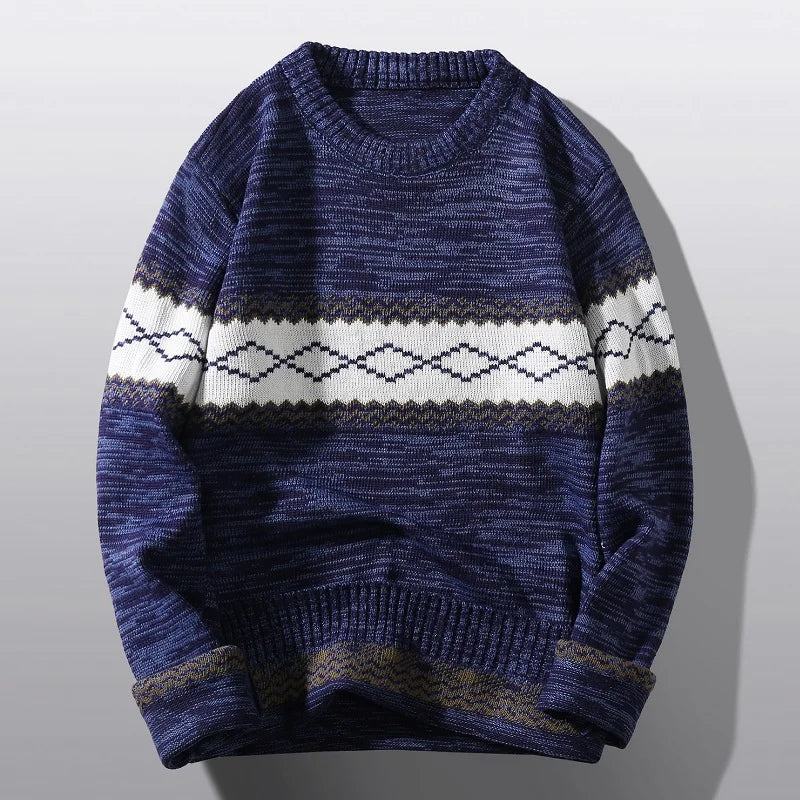 Men's Merino Wool Geometric Knit Sweater