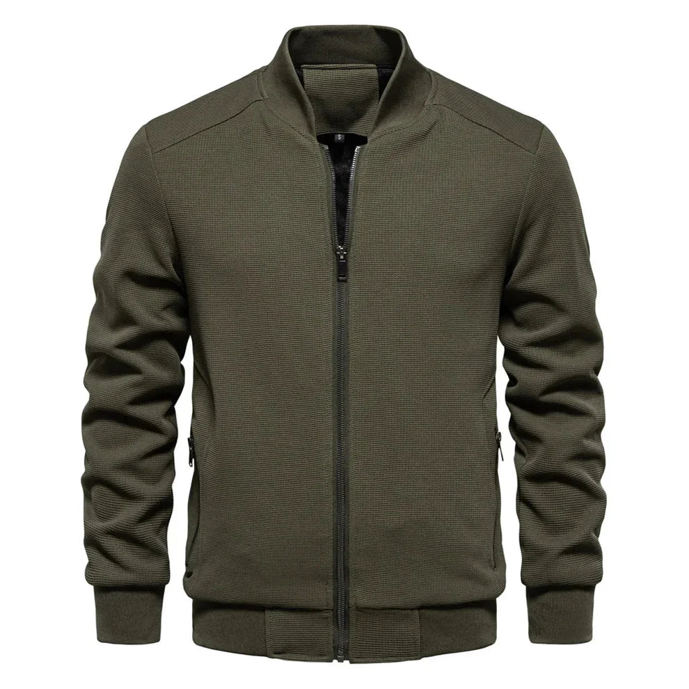 Men's Fleece High-Collar Zip-Up Bomber Jacket