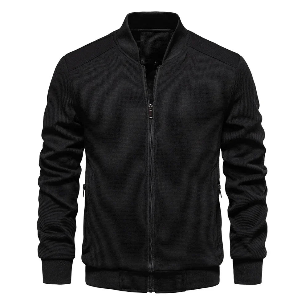 Men's Fleece High-Collar Zip-Up Bomber Jacket