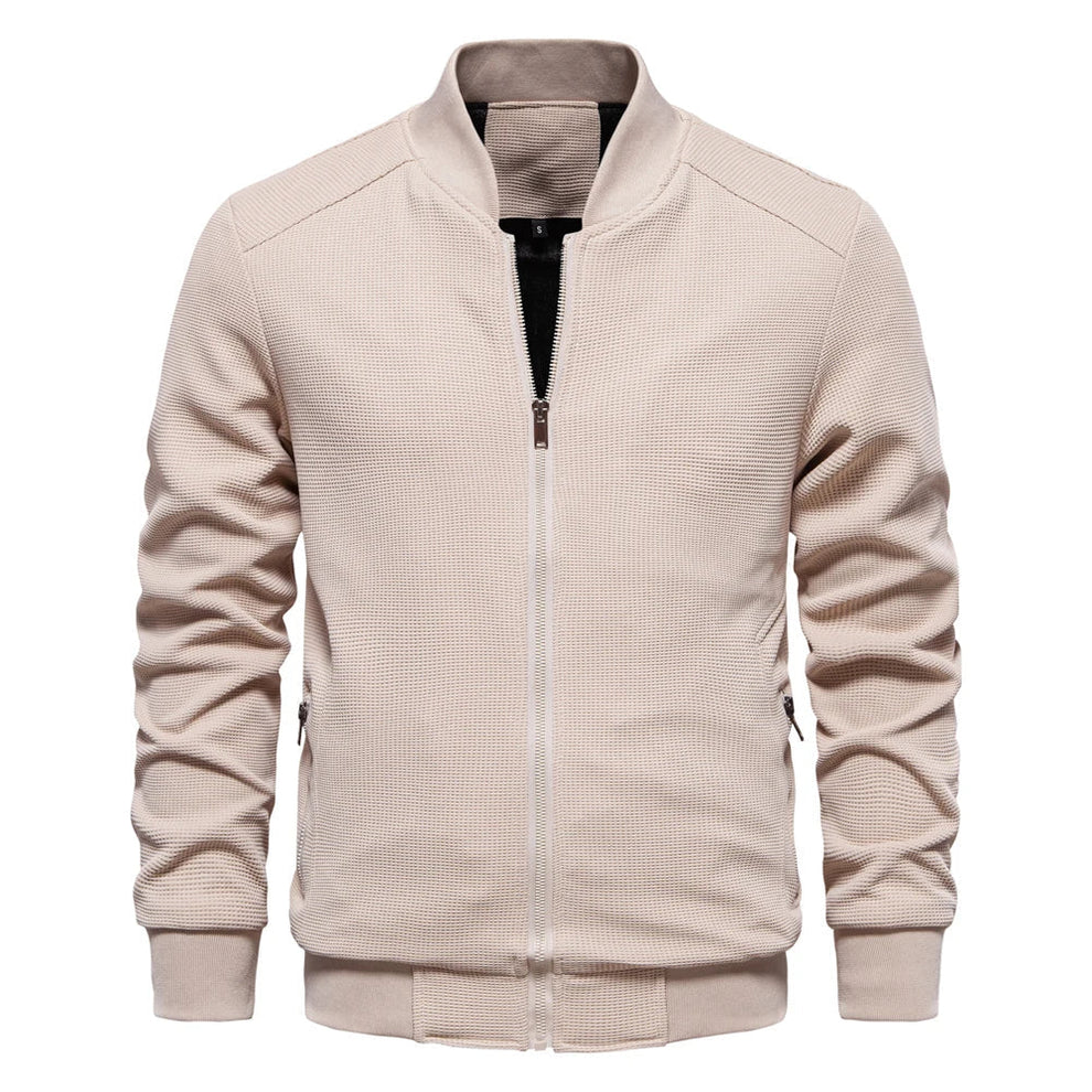 Men's Fleece High-Collar Zip-Up Bomber Jacket