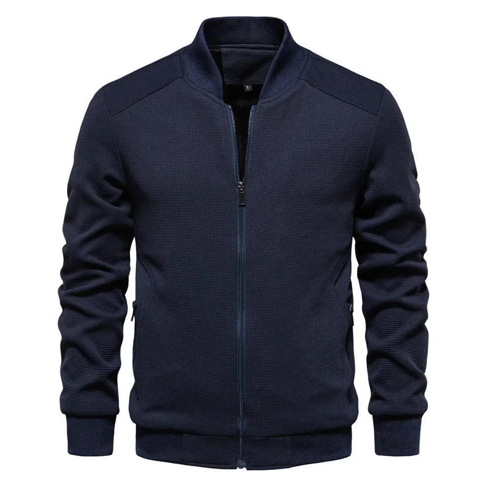 Men's Fleece High-Collar Zip-Up Bomber Jacket