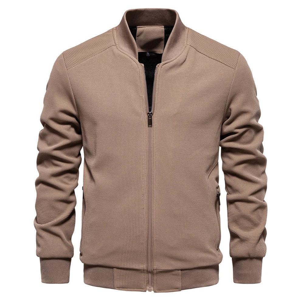 Men's Fleece High-Collar Zip-Up Bomber Jacket