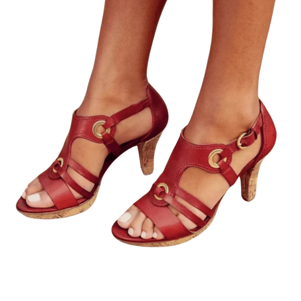 Women’s Leather Strappy Open-Toe High-Heel Sandals